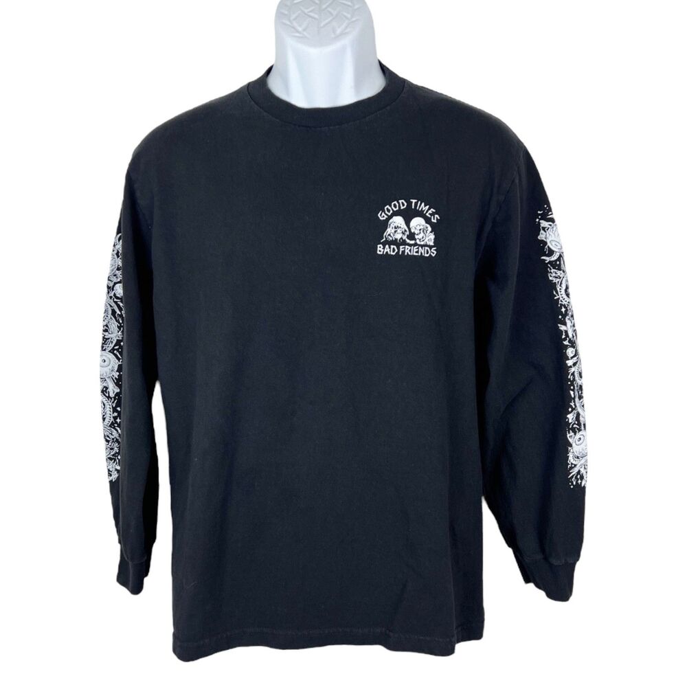 Lurking Class Shirt Men Medium Black Long Sleeve Crew Good Times Bad Friends Tee